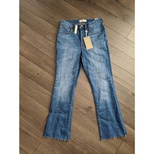 NWT MADEWELL Cali Demi-Boot Jean distressed hem